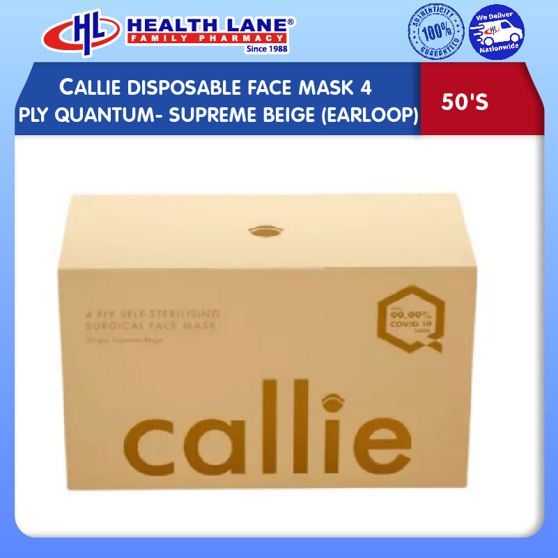 CALLIE  MASK MUKA 4 PLY QUANTUM- SUPREME BEIGE (EARLOOP- 50'S)