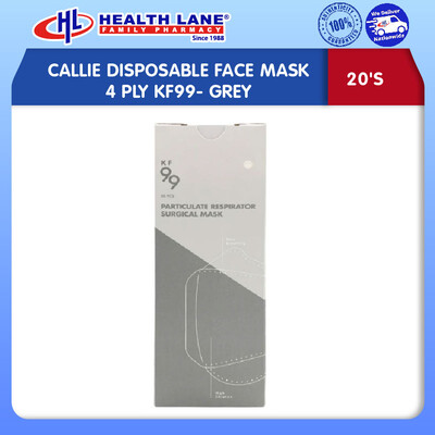 CALLIE DISPOSABLE FACE MASK 4 PLY KF99- GREY (20'S)