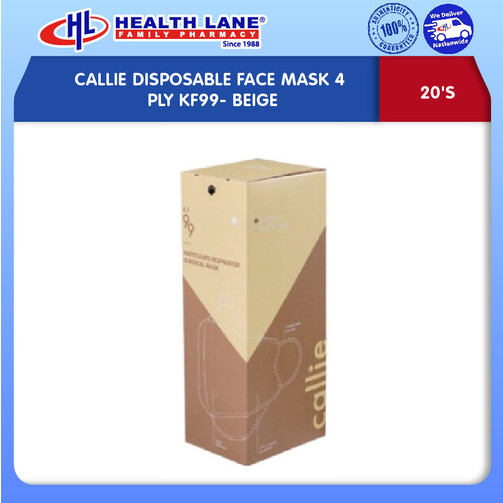 CALLIE DISPOSABLE FACE MASK 4 PLY KF99- BEIGE (20'S)