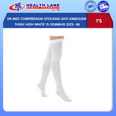 DR.MED COMPRESSION STOCKING ANTI-EMBOLISM THIGH HIGH WHITE 15-20MMHG (SIZE- M)