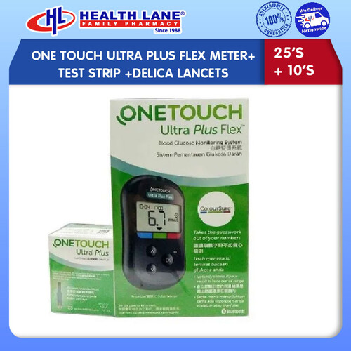 ONE TOUCH ULTRA PLUS FLEX METER+TEST STRIP 25'S+DELICA LANCETS 10'S