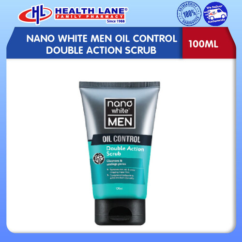 NANO WHITE MEN CONTROL OIL DOUBLE ACTION SCRUB (100ML)