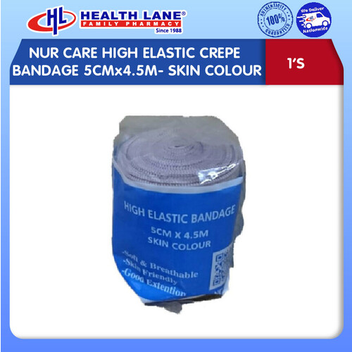 NUR CARE HIGH ELASTIC CREPE BANDAGE 5CMx4.5M- SKIN COLOUR