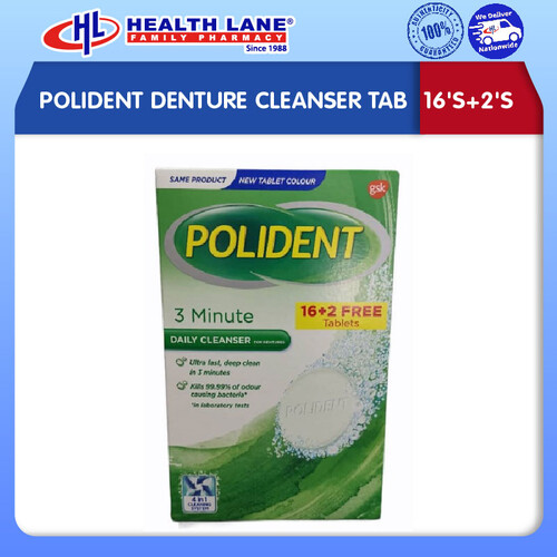 POLIDENT GIGI PALSU CLEANSER TAB (16'S+2'S)