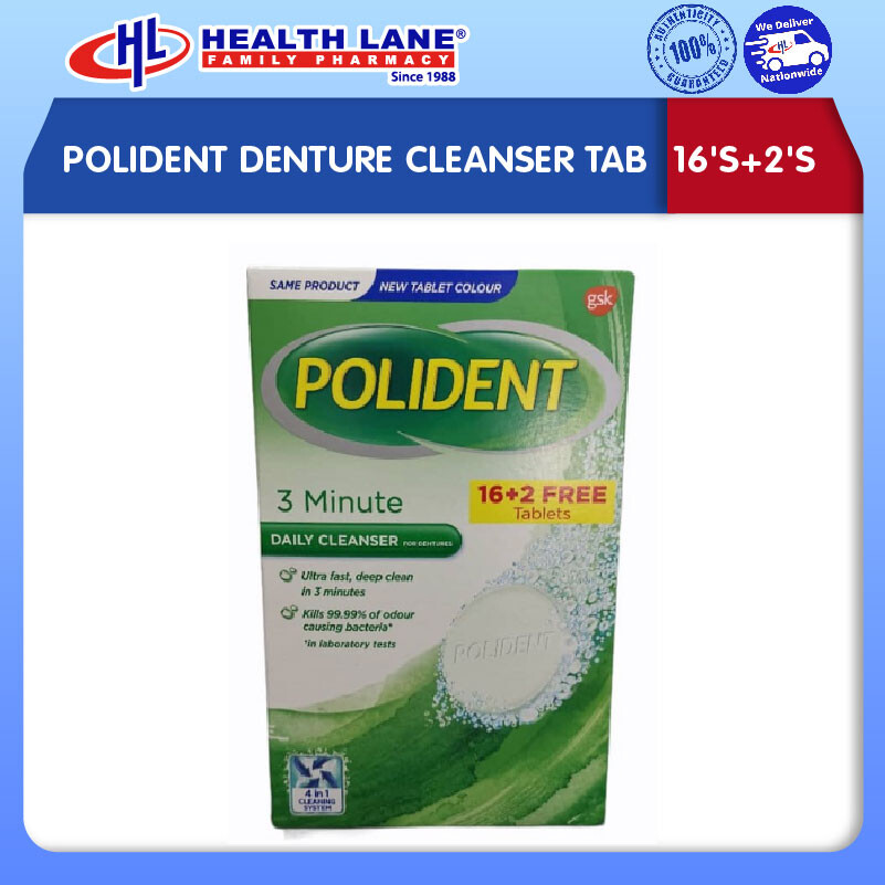 POLIDENT GIGI PALSU PENCUCI TAB (16'S+2'S)