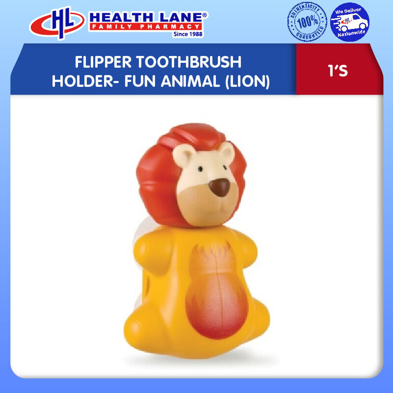 FLIPPER TOOTHBRUSH HOLDER- FUN ANIMAL (LION) | Health Lane eStore Malaysia