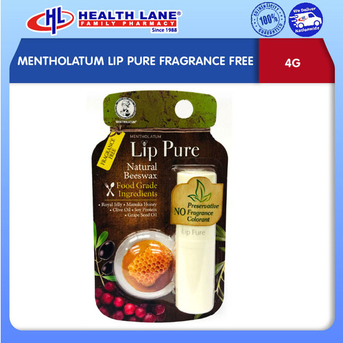 MENTHOLATUM LIP PURE TANPA BAU (4G)