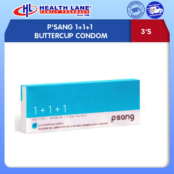 P'Sang 1+1+1 Dotted Ribbed Contoured Condom (3's) (12's)