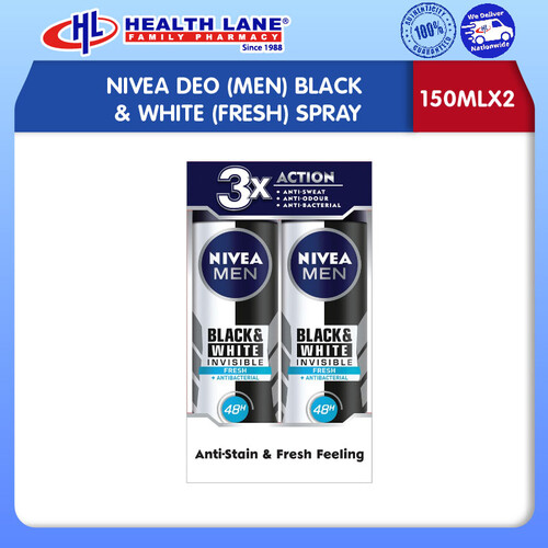NIVEA DEO (MEN) BLACK &WHITE(FRESH) SPRAY 150MLX2