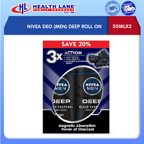 NIVEA DEO (MEN) DEEP ROLL ON 50MLX2