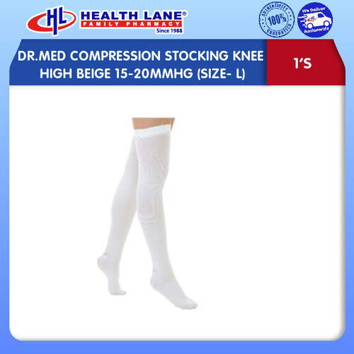 DR.MED COMPRESSION STOCKING KNEE HIGH BEIGE 15-20MMHG (SIZE- L)