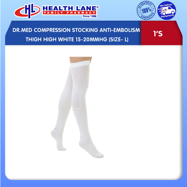 DR.MED COMPRESSION STOCKING ANTI-EMBOLISM THIGH HIGH WHITE 15