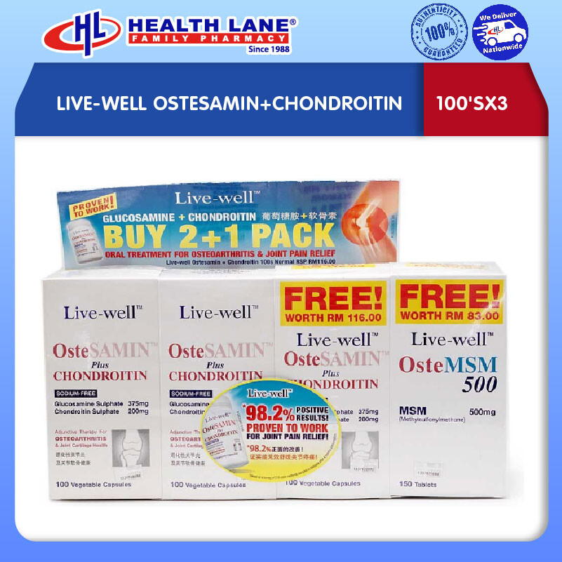 LIVE-WELL OSTESAMIN+CHONDROITIN (100'SX3)
