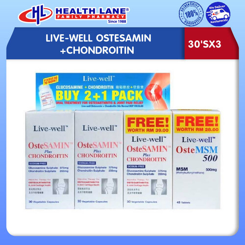 LIVE-WELL OSTESAMIN+CHONDROITIN (30'SX3)