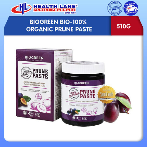 BIOGREEN BIO-100% ORGANIC PRUNE PASTE (510G)