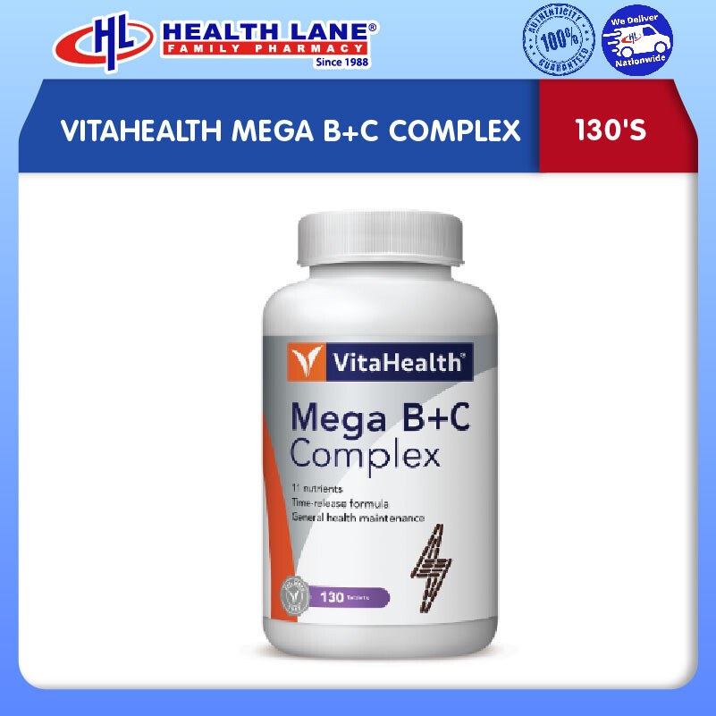 VITAHEALTH MEGA B+C COMPLEX 130'S