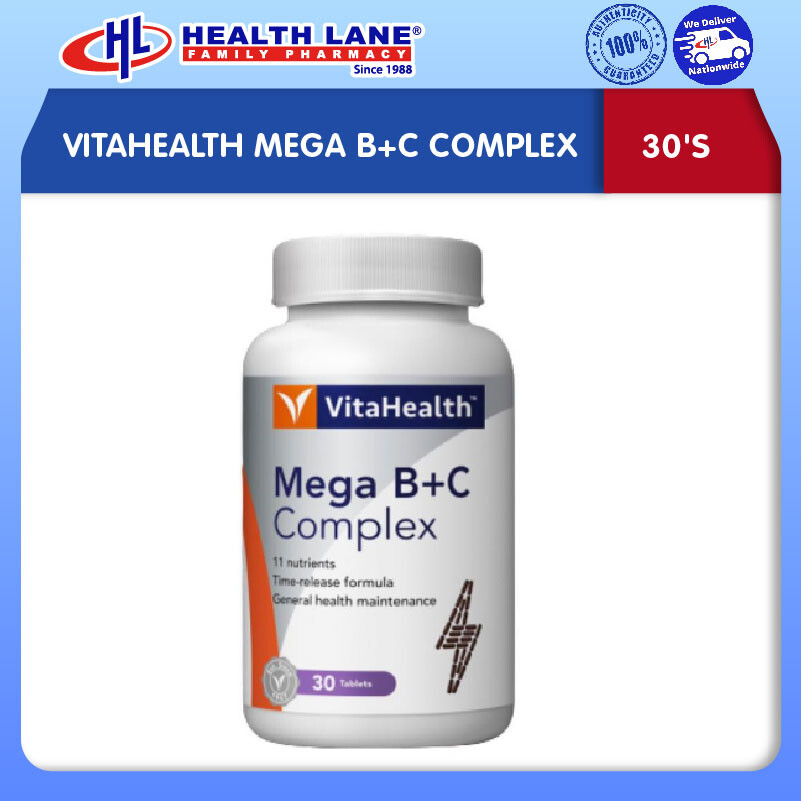 VITAHEALTH MEGA B+C COMPLEX 30'S