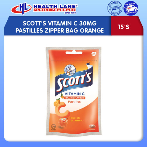 SCOTT'S VITAMIN C 30MG PASTILLES ZIPPER BAG OREN (15'S)