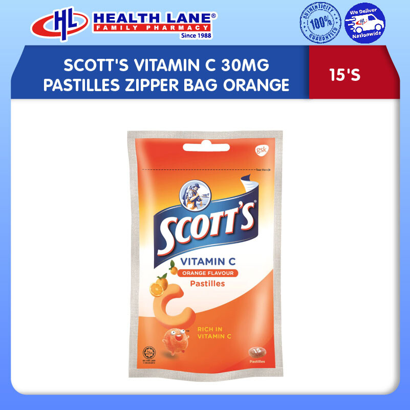 SCOTT'S VITAMIN C 30MG PASTILLES ZIPPER BAG OREN (15'S)