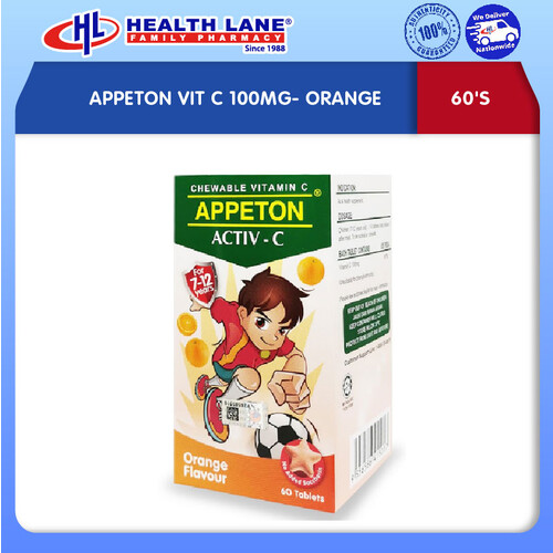 APPETON VIT C 100MG- ORANGE (60'S)
