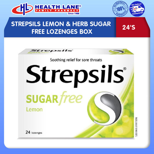 STREPSILS LEMON & HERB TANPA GULA LOZENGES BOX (24'S)