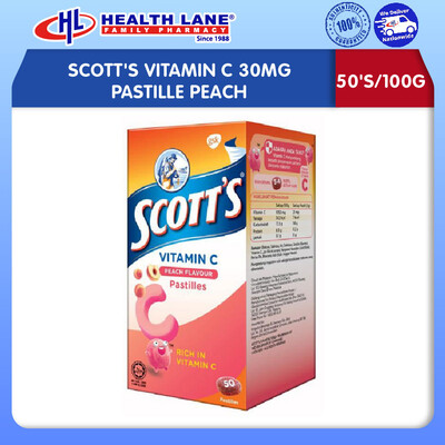 SCOTT'S VITAMIN C 30MG PASTILLE PEACH (50'S/100G)