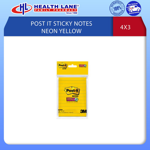 POST IT STICKY NOTES NEON YELLOW 4X3''