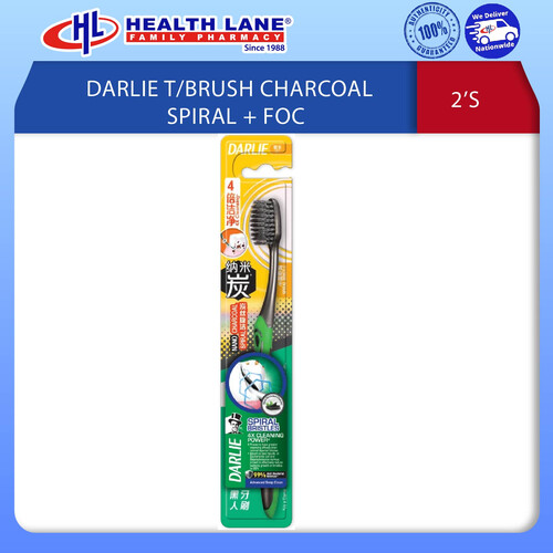 DARLIE TOOTHBRUSH CHARCOAL SPIRAL 2'S + FOC