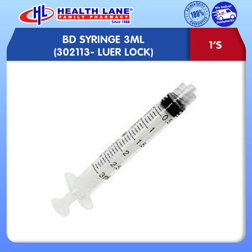 BD SYRINGE 3ML (302113- LUER LOCK) 1'S
