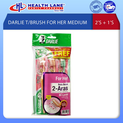 DARLIE TOOTHBRUSH FOR HER MEDIUM 2'S + 1'S