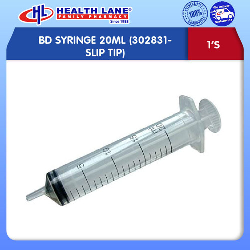 BD SYRINGE 20ML (302831- SLIP TIP) 1'S