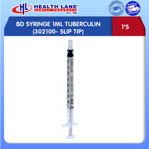 BD SYRINGE 1ML TUBERCULIN (302100- SLIP TIP) 1'S