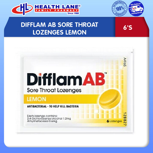 DIFFLAM AB SORE THROAT LOZENGES LEMON 6'S (NR3)