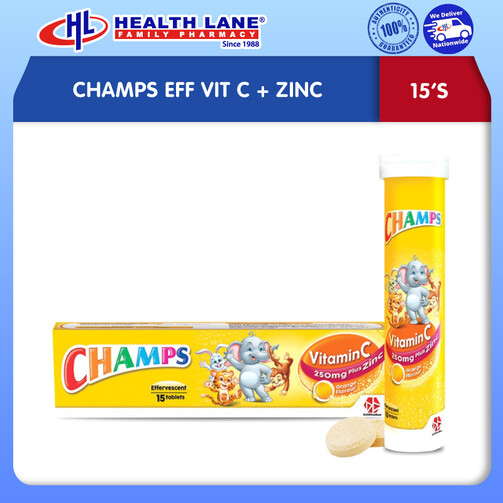 CHAMPS EFFERVESCENT VITAMIN C + ZINC (15'S)