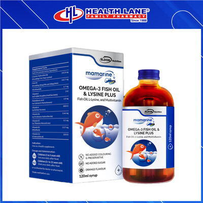 ELDON MAMARINEKANAK-KANAKS OMEGA-3 MINYAK IKAN & LYSINE (120ML)