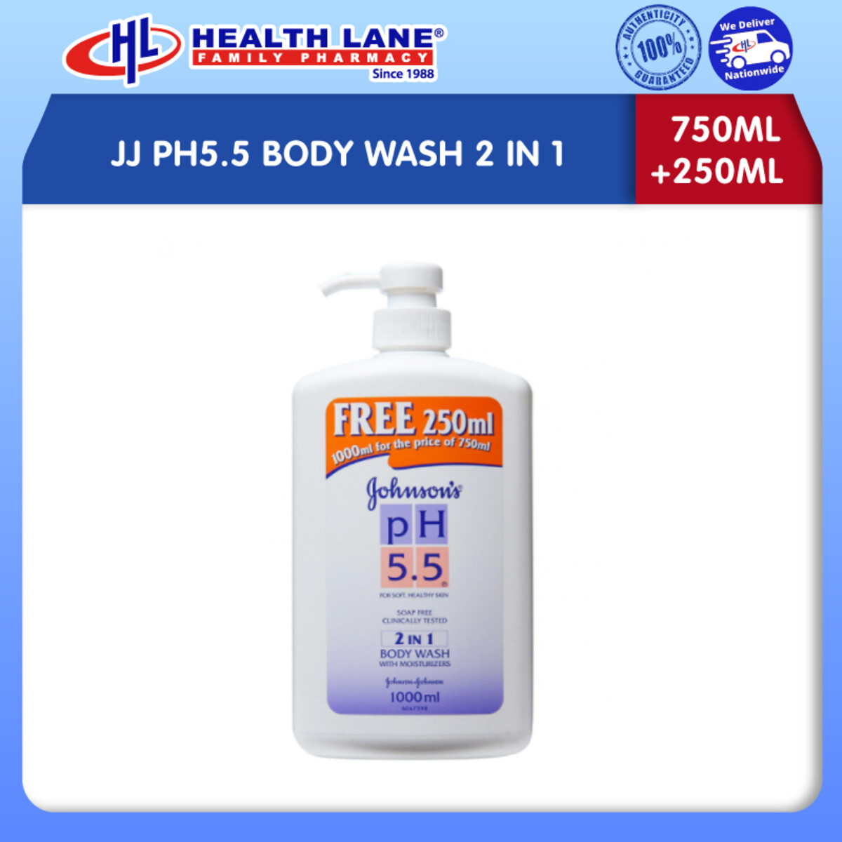 JOHNSONS PH5.5 SABUN BADAN 2 IN 1 (750ML+250ML)