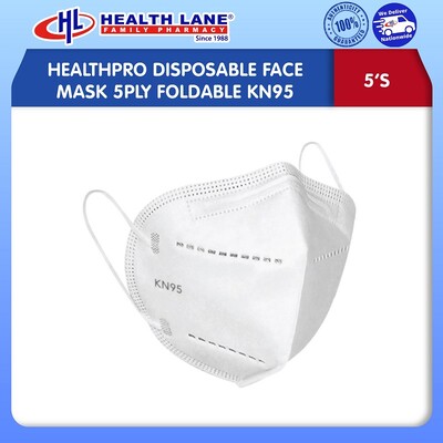 HEALTHPRO DISPOSABLE FACE MASK 5PLY FOLDABLE KN95 (50'S)