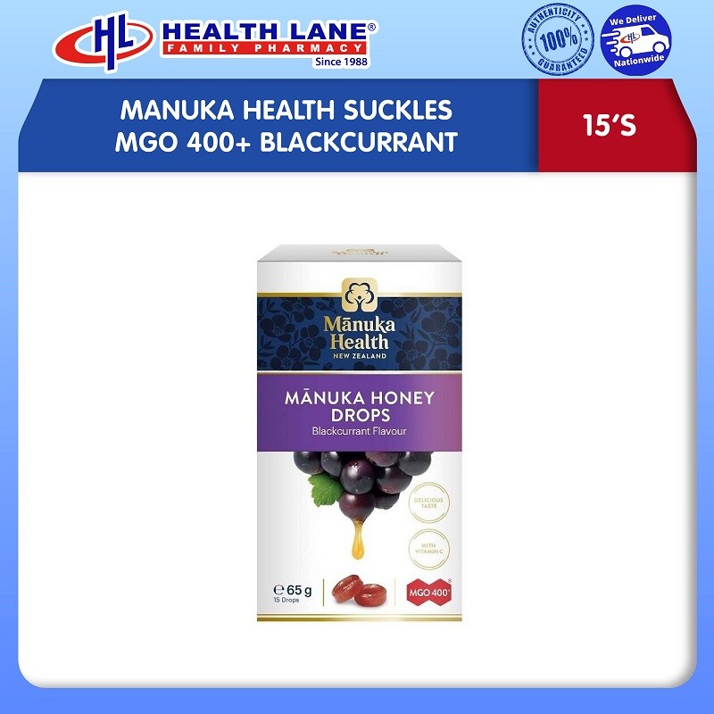 MANUKA HEALTH SUCKLES -MGO 400+ BLACKCURRANT (15'S)